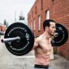 ProsourceFit Solid Rubber Bumper Plates (Sold Individually) with Steel Insert, for Strength Training and Cross Conditioning, Power Lifting(45lb)
