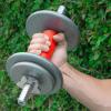 ProsourceFit Thick Grips for Dumbbell and Barbell, 1.9-in Axle Bar Adapter for Weightlifting and Strength Training (Blue)(Red)
