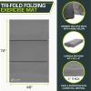 ProsourceFit Tri-Fold Folding Thick Exercise Mat 6’x4’ with Carrying Handles for Tumbling, Martial Arts, Gymnastics, Stretching, Core Workouts(Grey.)