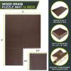 ProsourceFit Wood Grain Puzzle Mat ½-inch, 6 EVA Foam Interlocking Floor Tiles (24 Sq Ft) for Secure Indoor Room Workout Flooring and Playmat(Dark Walnut – 24 Sq Ft – 6 Tiles)