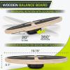 ProsourceFit Wooden Balance Board Non-Slip Wobble Core Trainer 15.75in (39.5cm) Diameter with 360 Rotation for Stability Training, Full Body Exercises, Physical Therapy(Black)