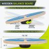 ProsourceFit Wooden Balance Board Non-Slip Wobble Core Trainer 15.75in (39.5cm) Diameter with 360 Rotation for Stability Training, Full Body Exercises, Physical Therapy(Blue)