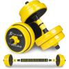 ProsourceFit Adjustable Dumbbell & Barbell Weight Set, 2-in-1 Free Weights Available, Home Gym Equipment(Yellow 22lb)