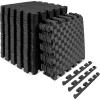 ProsourceFit Exercise Puzzle Mat ½-inch or 1-inch, Checkered EVA Foam Floor Tiles w/ Non-Slip Texture, Gym Mat with Interlocking Foam Tiles for Adjustable Surface, Available in 12, 24, or 36 SQ FT(Black – 1/2 Inch – 36 Tiles – 36 Sq Ft)