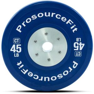 ProsourceFit Competition Color Training Bumper Plates, Rubber with Steel Insert, 45lb, Calibrated for Strength Exercise and Cross Conditioning, Power Lifting, Weighted Workouts
