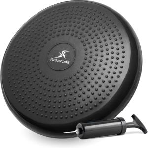 ProsourceFit Core Balance Disc Trainer, 14” Diameter with Pump for Improving Posture, Fitness, Stability(Black)