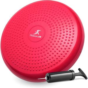 ProsourceFit Core Balance Disc Trainer, 14” Diameter with Pump for Improving Posture, Fitness, Stability(Red)