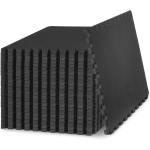 ProsourceFit Extra Thick Puzzle Exercise Mat ¾” and 1″, EVA Foam Interlocking Tiles for Protective, Cushioned Workout Flooring for Home and Gym Equipment(Black – 3/4 Inch – 96 Sq Ft – 24 Tiles)