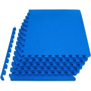 ProsourceFit Extra Thick Puzzle Exercise Mat ¾” and 1″, EVA Foam Interlocking Tiles for Protective, Cushioned Workout Flooring for Home and Gym Equipment(Blue – 3/4 Inch – 24 Sq Ft – 6 Tiles)