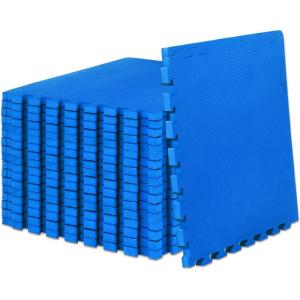 ProsourceFit Extra Thick Puzzle Exercise Mat ¾” and 1″, EVA Foam Interlocking Tiles for Protective, Cushioned Workout Flooring for Home and Gym Equipment(Blue – 1 Inch – 72 Sq Ft – 18 Tiles)