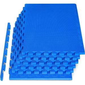 ProsourceFit Extra Thick Puzzle Exercise Mat ¾” and 1″, EVA Foam Interlocking Tiles for Protective, Cushioned Workout Flooring for Home and Gym Equipment(Blue – 1 Inch – 24 Sq Ft – 6 Tiles)