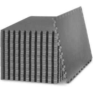 ProsourceFit Extra Thick Puzzle Exercise Mat ¾” and 1″, EVA Foam Interlocking Tiles for Protective, Cushioned Workout Flooring for Home and Gym Equipment(Grey – 3/4 Inch – 96 Sq Ft – 24 Tiles)