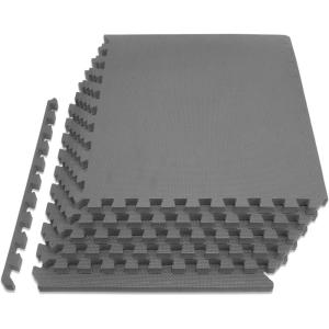 ProsourceFit Extra Thick Puzzle Exercise Mat ¾” and 1″, EVA Foam Interlocking Tiles for Protective, Cushioned Workout Flooring for Home and Gym Equipment(Grey – 3/4 Inch – 24 Sq Ft – 6 Tiles)