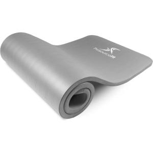 ProsourceFit Extra Thick Yoga and Pilates Mat ½” (13mm) or 1″ (25mm), 71-inch Long High Density Exercise Mat with Comfort Foam and Carrying Strap(Grey)