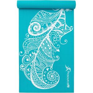 ProsourceFit Feather Yoga Mat 3/16″ (5mm) Thick Workout Surface with Exclusive Printed Designs for Stylish Comfort, Stability, and Balance; Non-Slip Option for Yoga and Pilates(Feather – Turquoise)