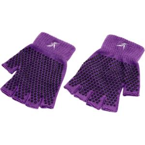 ProsourceFit Grippy Yoga Gloves, Hand Grips with Firm Fingerless Design, One Size Fits All for Women and Men, Purple