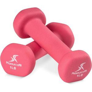 ProsourceFit Neoprene Dumbbell Coated for Non-Slip Grip(Pink-1lb)