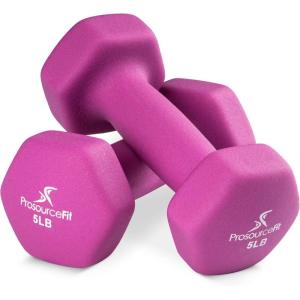 ProsourceFit Neoprene Dumbbell Coated for Non-Slip Grip(Purple-5lb)