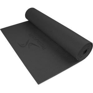 ProsourceFit Original Yoga Exercise Mat ¼” (6mm) Thick for Comfort and Stability with Carrying Straps, Non Slip –Multiple Colors(Black)