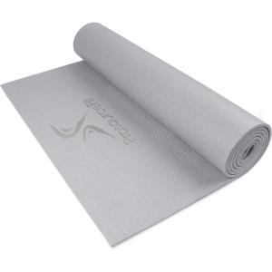 ProsourceFit Original Yoga Exercise Mat ¼” (6mm) Thick for Comfort and Stability with Carrying Straps, Non Slip –Multiple Colors(Grey)