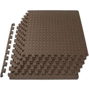 ProsourceFit Puzzle Exercise Mat ½ in, EVA Interlocking Foam Floor Tiles for Home Gym, Mat for Home Workout Equipment, Floor Padding for Kids, Grey, 24 in x 24 in x ½ in, 24 Sq Ft – 6 Tiles(Brown)