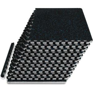 ProsourceFit Rubber Top Exercise Puzzle Mat ½-inch or ¾-inch, EVA Foam Interlocking Tiles for Home Gym Protective Flooring for Equipment and Workouts, Available in 24 SQ FT or 48 SQ FT(Blue – 3/4 Inch – 48 Sq Ft – 12 Tiles)
