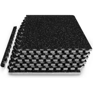 ProsourceFit Rubber Top Exercise Puzzle Mat ½-inch or ¾-inch, EVA Foam Interlocking Tiles for Home Gym Protective Flooring for Equipment and Workouts, Available in 24 SQ FT or 48 SQ FT(Grey – 3/4 Inch – 24 Sq Ft – 6 Tiles)