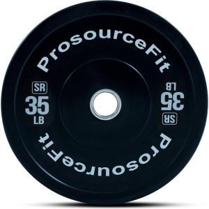 ProsourceFit Solid Rubber Bumper Plates (Sold Individually) with Steel Insert, for Strength Training and Cross Conditioning, Power Lifting(35lb)