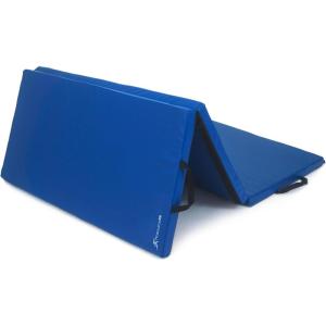 ProsourceFit Tri-Fold Folding Thick Exercise Mat 6’x4’ with Carrying Handles for Tumbling, Martial Arts, Gymnastics, Stretching, Core Workouts(Blue.)