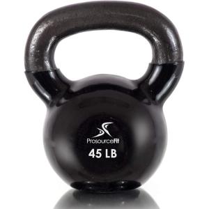 ProsourceFit Vinyl Coated Cast Iron Kettlebells for Full Body Fitness Workouts(Black)