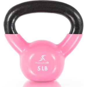 ProsourceFit Vinyl Coated Cast Iron Kettlebells for Full Body Fitness Workouts(Pink)