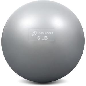 ProsourceFit Weighted Toning Exercise Balls for Pilates, Yoga, Strength Training and Physical Therapy, 2 lb to 8 lb, Color Coded(Silver 6lb)