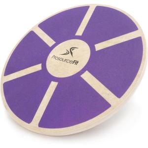 ProsourceFit Wooden Balance Board Non-Slip Wobble Core Trainer 15.75in (39.5cm) Diameter with 360 Rotation for Stability Training, Full Body Exercises, Physical Therapy(Purple)