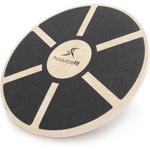 ProsourceFit Wooden Balance Board Non-Slip Wobble Core Trainer 15.75in (39.5cm) Diameter with 360 Rotation for Stability Training, Full Body Exercises, Physical Therapy(Black)