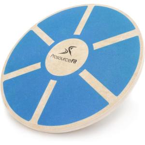 ProsourceFit Wooden Balance Board Non-Slip Wobble Core Trainer 15.75in (39.5cm) Diameter with 360 Rotation for Stability Training, Full Body Exercises, Physical Therapy(Blue)