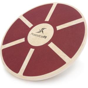 ProsourceFit Wooden Balance Board Non-Slip Wobble Core Trainer 15.75in (39.5cm) Diameter with 360 Rotation for Stability Training, Full Body Exercises, Physical Therapy(Red)