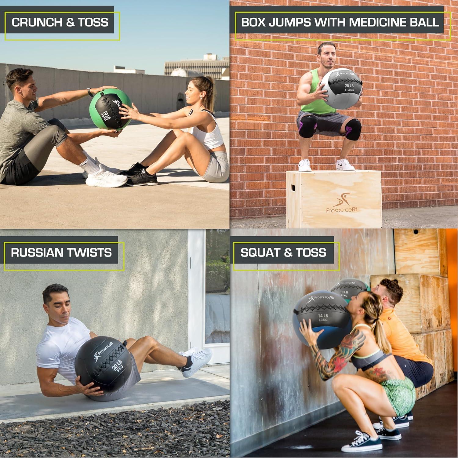 image:imageProSource Soft Medicine Balls for CrossFit Wall Ball and Full Body Dynamic Exercises ColorCoded Weights 6 8 10 14 20 25 lbGray 25 LB