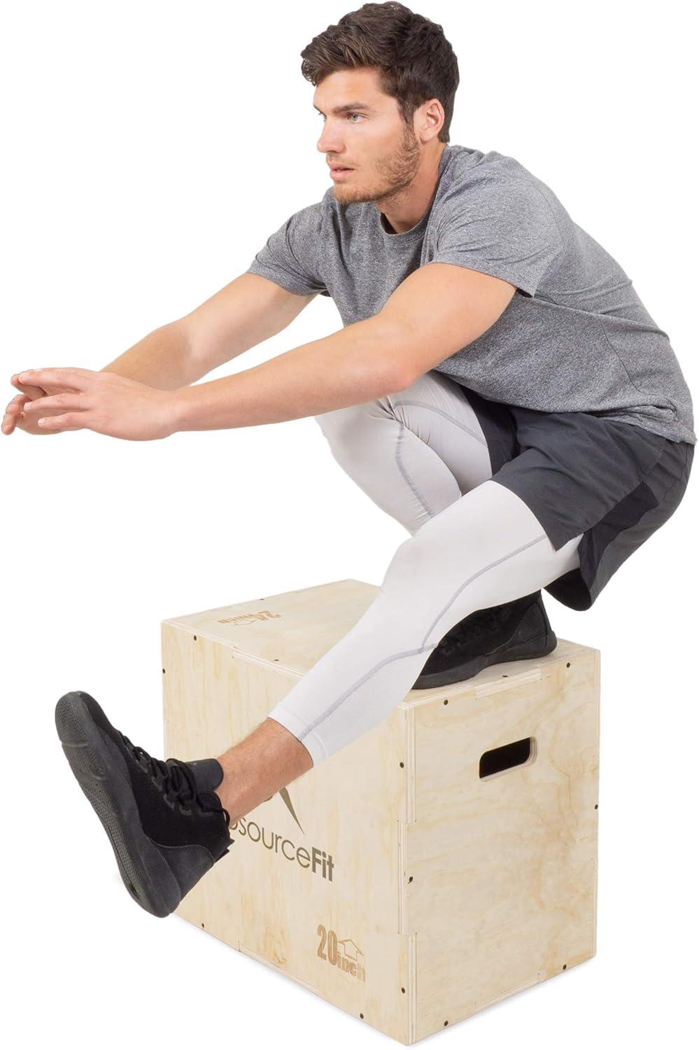 image:imageProsourceFit 3in1 Wood Plyometric Jump Box For Cross Conditioning Agility Vertical Jump Training amp Plyo Workouts Beige 24L x 20W x 16H