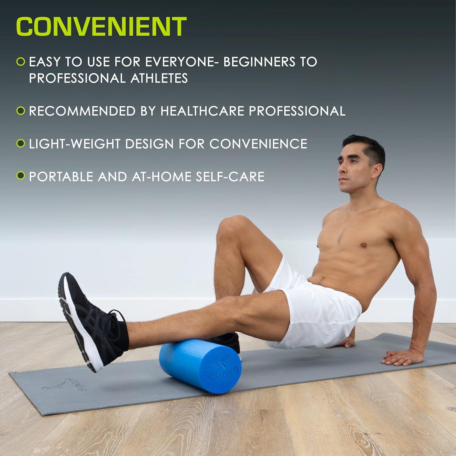 image:imageProsourceFit Flex Foam Rollers amp HalfRound Foam Rollers 12 amp 36 for Muscle Massage Physical Therapy Core amp Balance Exercises Stabilization PilatesBlue 12x6