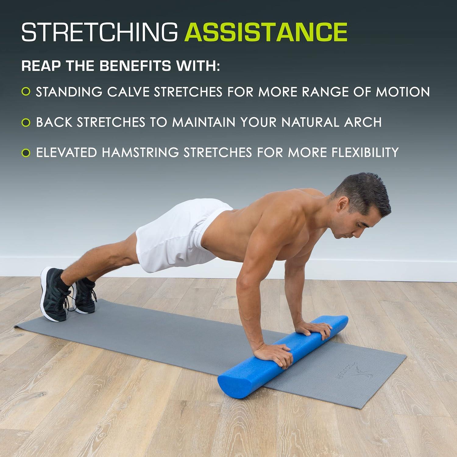 image:imageProsourceFit Flex Foam Rollers amp HalfRound Foam Rollers 12 amp 36 for Muscle Massage Physical Therapy Core amp Balance Exercises Stabilization PilatesBlue 36x3
