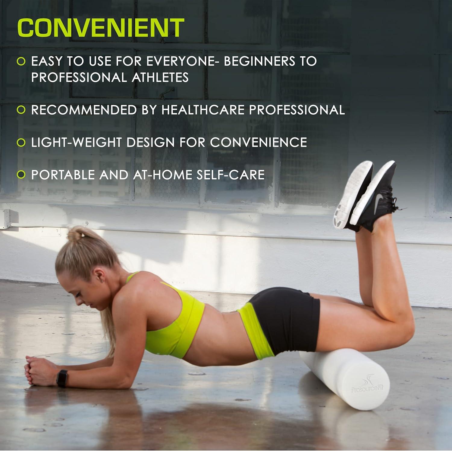 image:imageProsourceFit Flex Foam Rollers amp HalfRound Foam Rollers 12 amp 36 for Muscle Massage Physical Therapy Core amp Balance Exercises Stabilization PilatesWhite 36x6