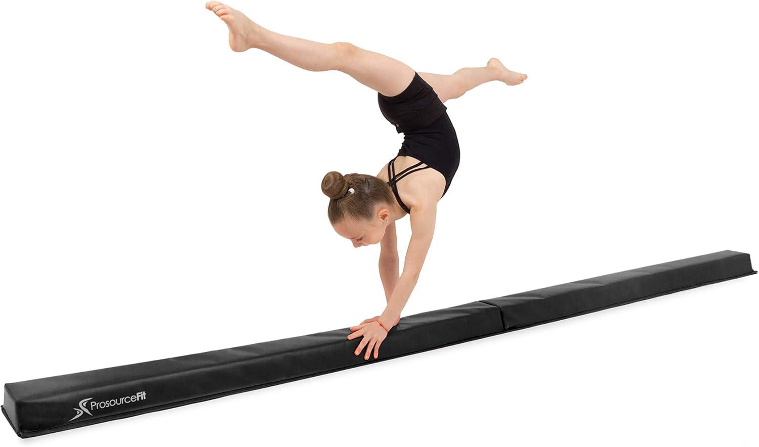 image:imageProsourceFit Gymnastics Balance Beam for Kids 9ft Long Firm Folding Floor Beam with NonSlip 4inch Wide Surface for Safe Gymnastics Practice at Home or GymBlack