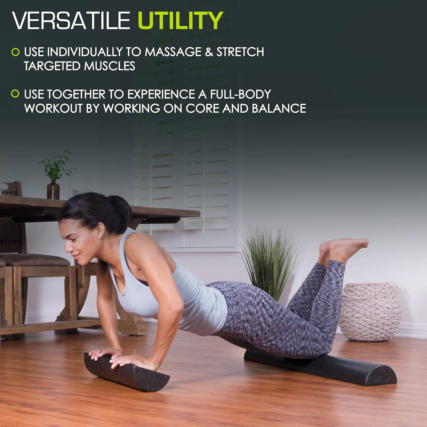 image:imageProsourceFit High Density Foam Rollers inches long Firm Full Body Athletic Massager for Back Stretching Yoga Pilates Post Workout Trigger Point ReleaseBlack 12 X 3