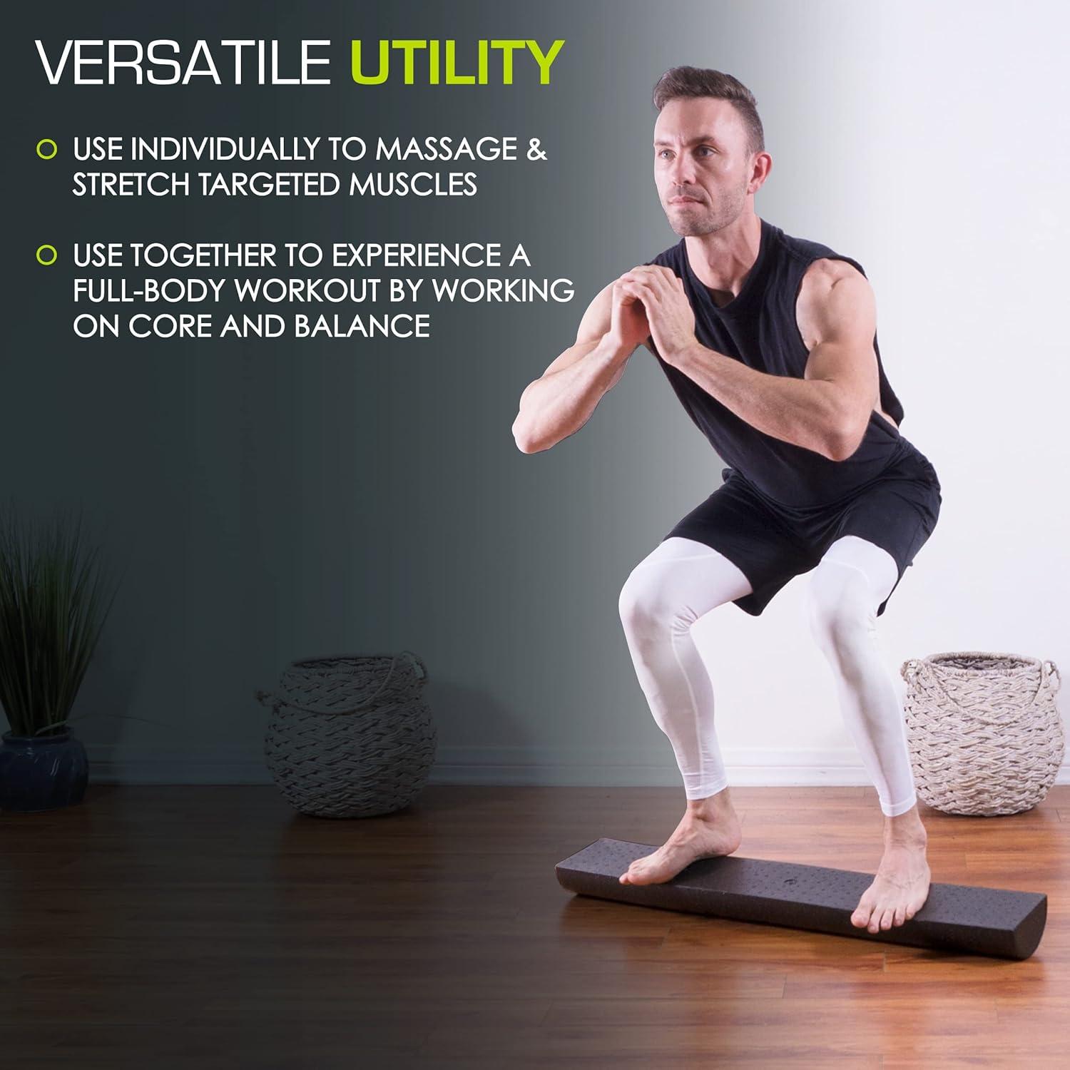 image:imageProsourceFit High Density Foam Rollers inches long Firm Full Body Athletic Massager for Back Stretching Yoga Pilates Post Workout Trigger Point ReleaseBlack 36x 3