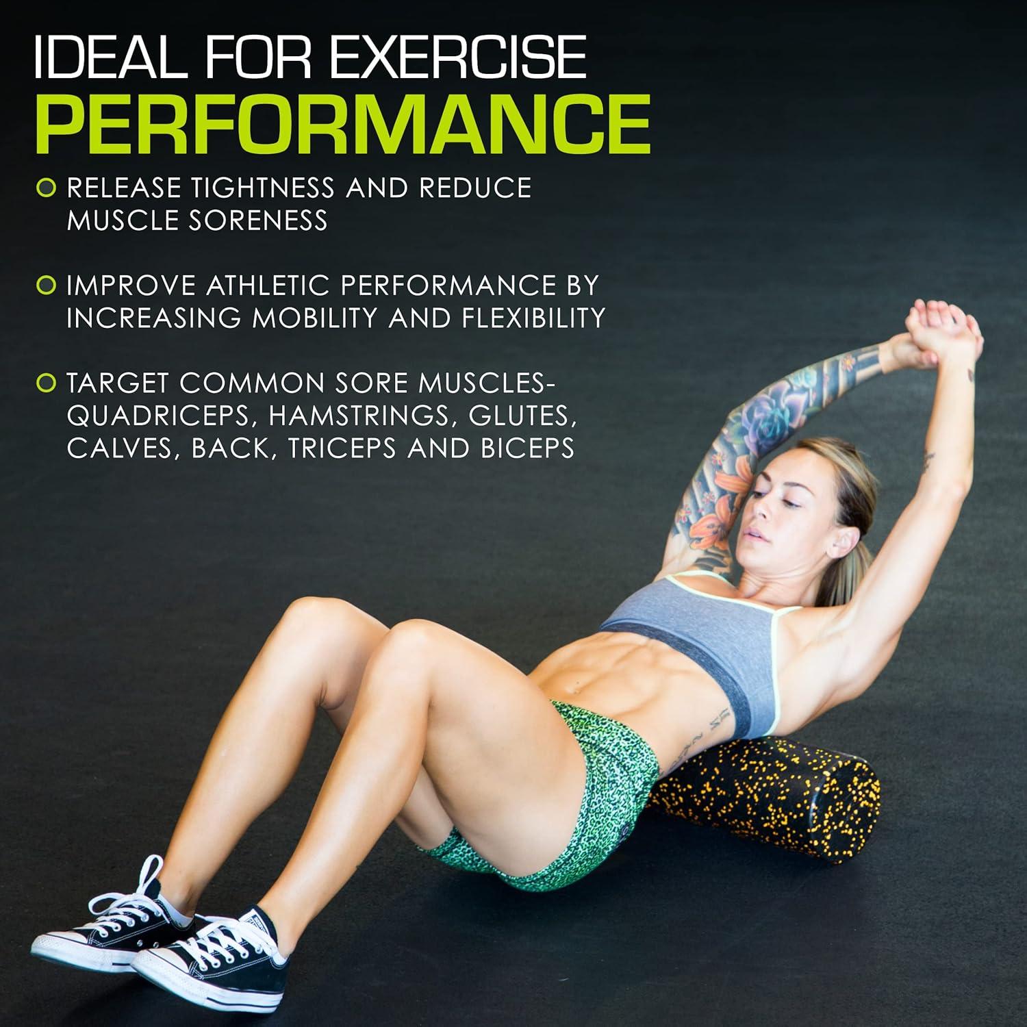 image:imageProsourceFit High Density Foam Rollers Long Firm Full Body Athletic Massage Tool for Back Stretching Yoga Pilates Post Workout Muscle RecuperationBlackOrange