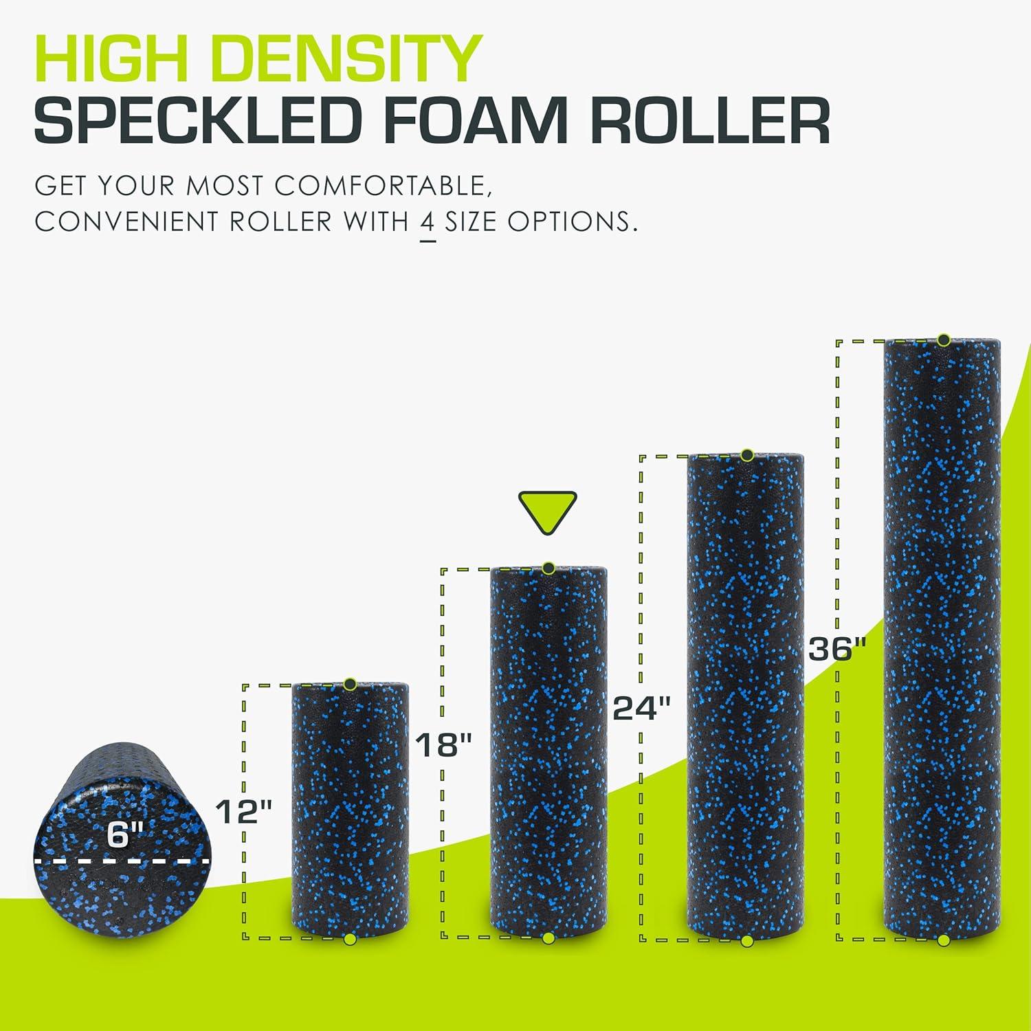 image:imageProsourceFit High Density Foam Rollers Long Firm Full Body Athletic Massage Tool for Back Stretching Yoga Pilates Post Workout Muscle RecuperationBlackBlue