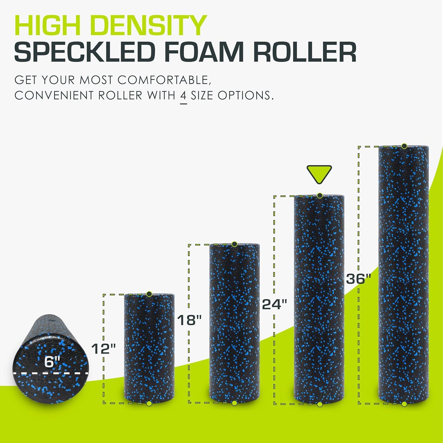 image:imageProsourceFit High Density Foam Rollers Long Firm Full Body Athletic Massage Tool for Back Stretching Yoga Pilates Post Workout Muscle RecuperationBlackBlue