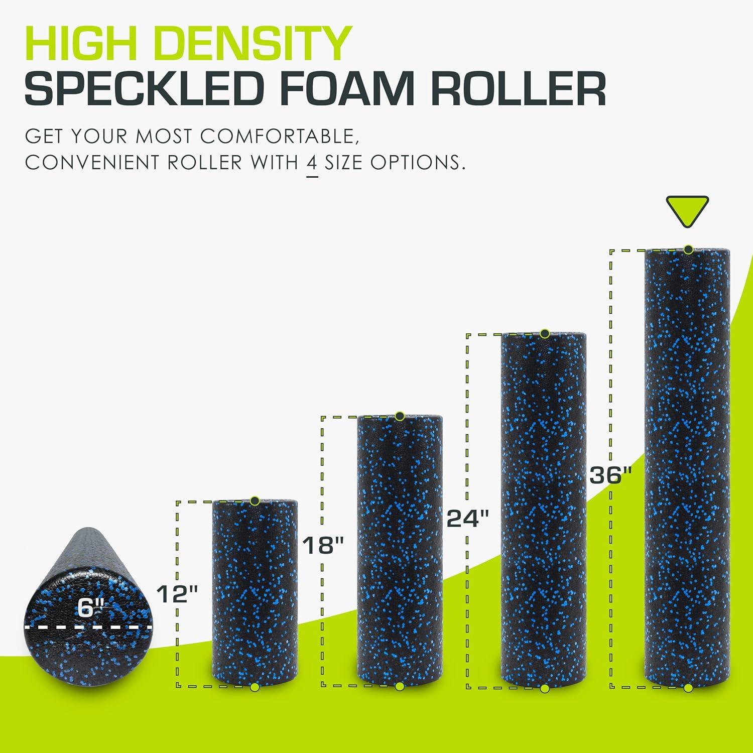 image:imageProsourceFit High Density Foam Rollers Long Firm Full Body Athletic Massage Tool for Back Stretching Yoga Pilates Post Workout Muscle RecuperationBlackBlue