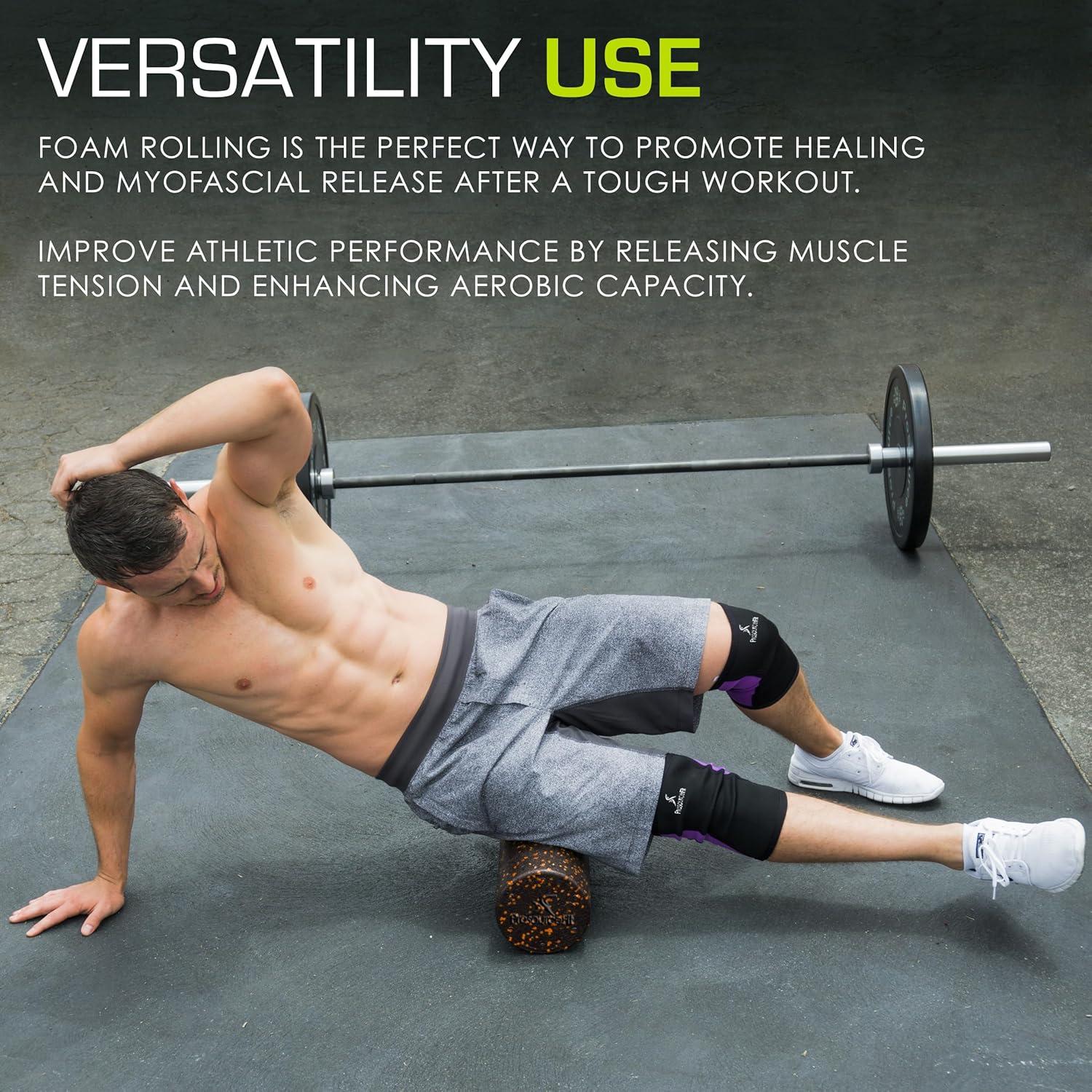 image:imageProsourceFit High Density Foam Rollers Long Firm Full Body Athletic Massage Tool for Back Stretching Yoga Pilates Post Workout Muscle RecuperationBlackOrange
