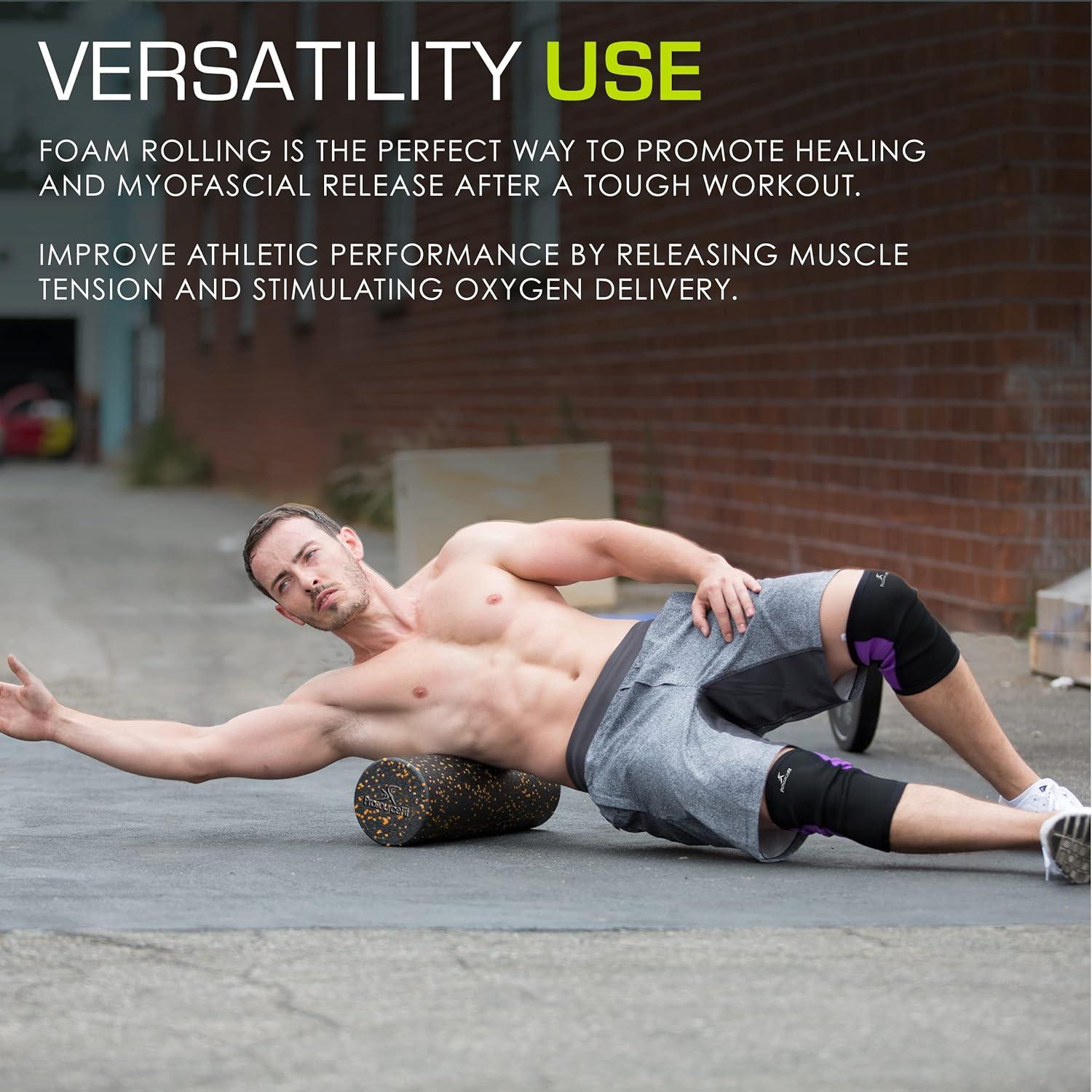 image:imageProsourceFit High Density Foam Rollers Long Firm Full Body Athletic Massage Tool for Back Stretching Yoga Pilates Post Workout Muscle RecuperationBlackOrange